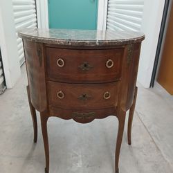 Rare Antique 19th Century French Louis XVI Demi-Lune 2 Drawer Commode With Marble Top 1800's