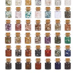 Crystal Chips 42pcs Healing Crystals Chip Healing Stones in Glass Bottles, Gemstones Chakra Healing Spiritual Crystals for Good Health