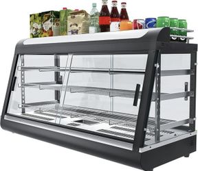 Countertop Food Warmer with top Holder, 44 inch Commercial Food Warming Cabinet, tri-Color Lighting, w/Thermometer and Adjustable Thermostat for Cafet