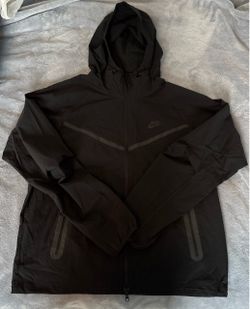 Nike Tech Woven Full Zip Hooded Long Sleeve Jacket Triple Black Size MT HM7151-452