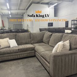 Free Delivery* Like New Gray “L” Shape Sectional Sofa!