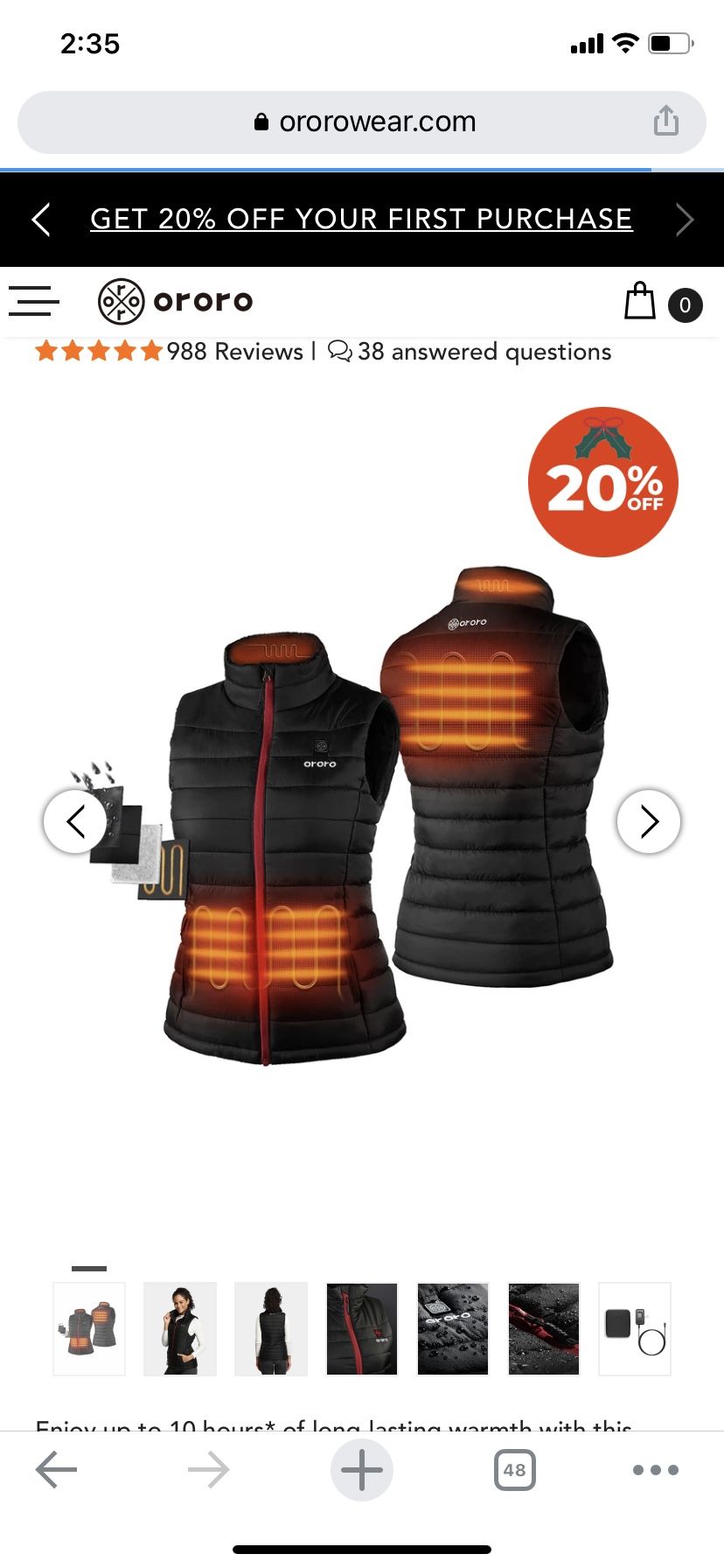 WOMEN'S Authentic CLASSIC HEATED VEST - BLACK Size l Brand New With Tag Battery No Included