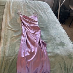 Purple Satin Semi-Formal Dress