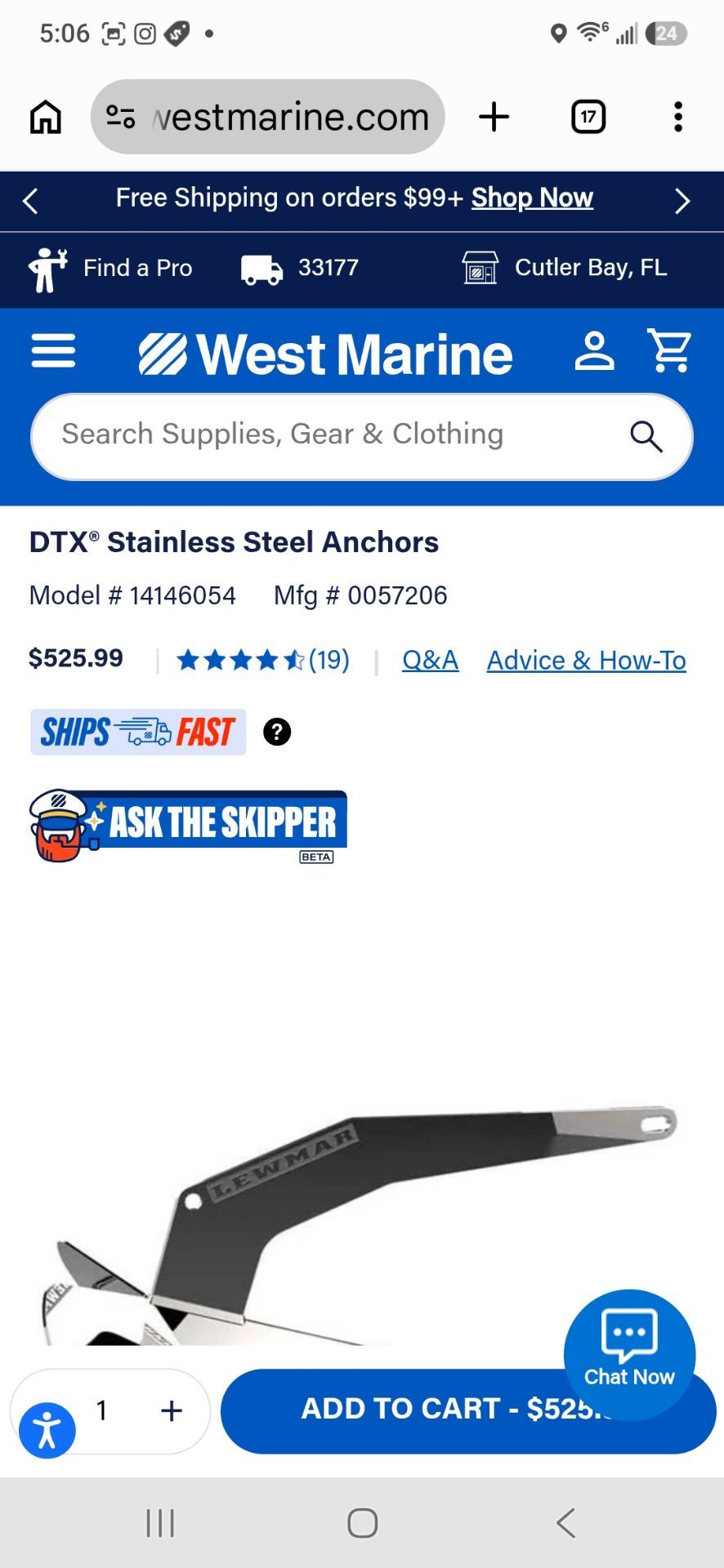 Lewmar SS 14lb Anchor main image 2