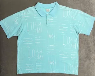 Columbia Knots Design Pattern Blue 2-Button Polo SS Shirt Men's Sz XL 108-FM6028
