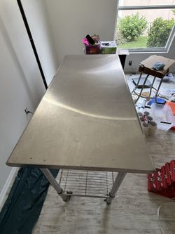 Stainless Steel Rolling Work Table - 49.5" x 24"
