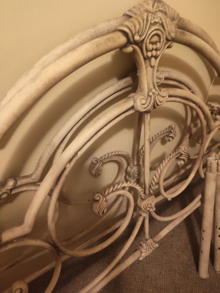 Gorgeous Queen Size Wrought Iron Beige Bed Frame Purchase At Levin