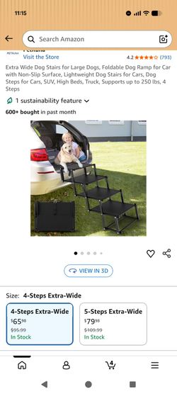 Extra Wide Dog Stairs for Large Dogs, Foldable Dog Ramp for Car with Non-Slip Surface, Lightweight Dog Stairs for Cars, Dog Steps for Cars, SUV, High 