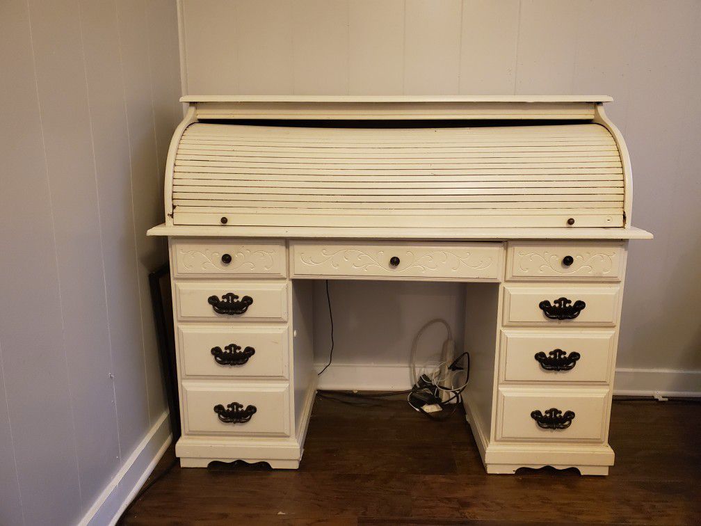Roll top desk painted antique white