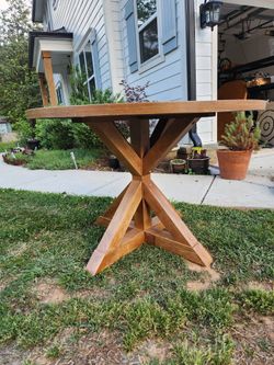 Wooden Round Farmhouse Kitchen Table
