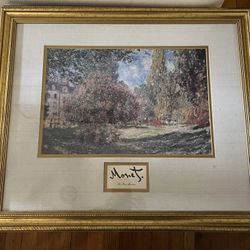  Framed Claude Monet Artwork - "The Pink House" with Elegant Gold Frame (24x20 inches)