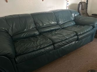 Aqua lather sofa in good shape with ottoman Aqua lather sofa in good shape with ottoman