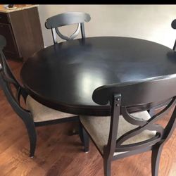 54 Inch Round Black Pedestal Table 4 Chairs 