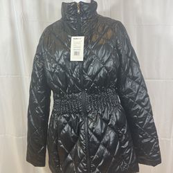 William Rast Vintage Black With Animal Print Lining Puffer Jacket, XL