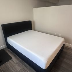 Queen Bed + Black Velvet Storage Bed Frame