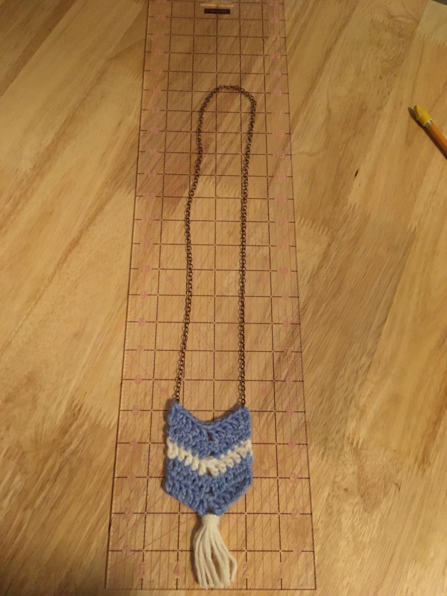 Crochet Chevron Necklace with Tassel