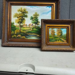 Vintage HOMCO Home Interiors Gold Wall Shelves, Wall Decor Oil Paintings