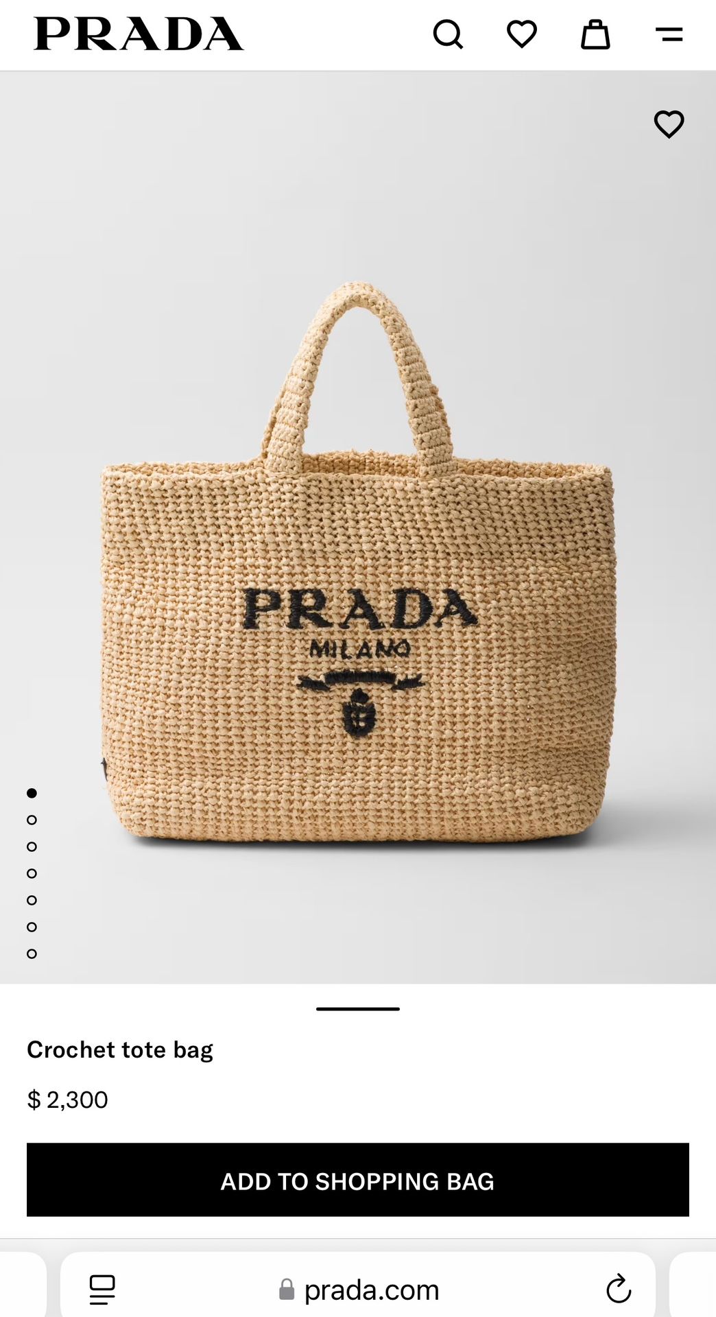 Prada Crochet Tote Bag Beach/Travel/Pool