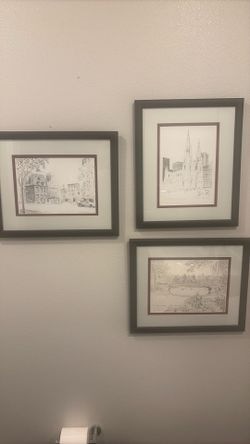 Set of 3 Originals - New York City Scenes in Pencil