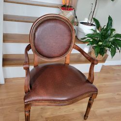 Vintage Leather Chair With Studs