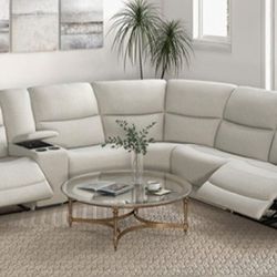 Brand New Beige Super Plush Reclining Sectional Sofa 