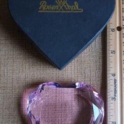 Large Rosenthal signed pink crystal heart see our other great vintage jewelry antiques art sports toys collectibles now posted