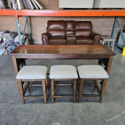 🪑🪑Lathan Sofa Table and 3 Stools