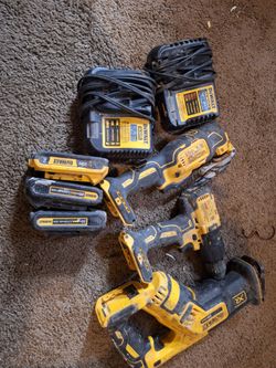 DeWalt 20V XR Brushless Set - 3 Tools, 3 Batteries, 2 Chargers!