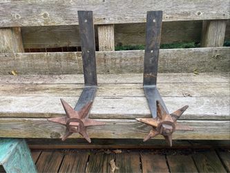 2 Vintage custom made mantle brackets iron distressed