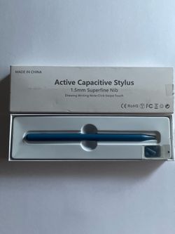 Active Capacitive Stylus 1.5mm Fine Tip Pen for Tablet & Phone, Digital Drawing Stylus, Blue Touch Pen