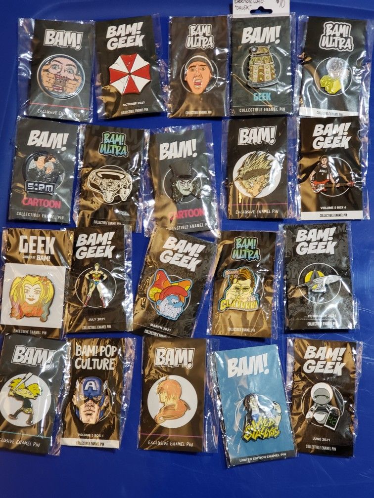 BAM! PINS up for SALE. $10 each, 3 for $25 or 20 for $100. All prices plus shipping