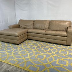 ( Delivery Available ) Havertys Beige Leather Sectional Couch