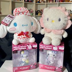 Sanrio Bundle – Cinnamoroll Plush, Hello Kitty Plush + 2 Premier Figures 