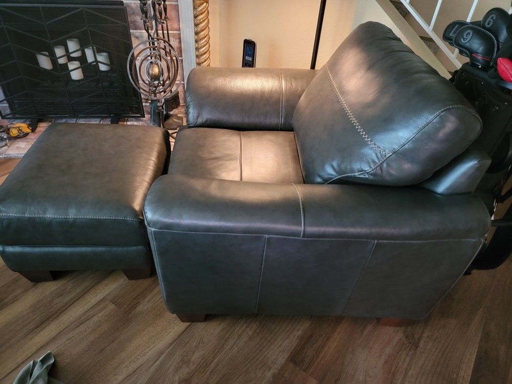 Leather Loveseat Chair Ottomons