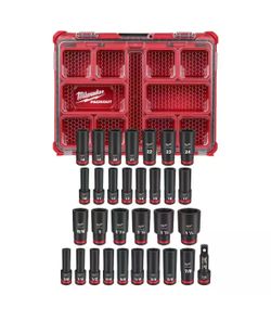 BRAND NEW IN CASE op Milwaukee SHOCKWAVE Impact-Duty 1/2 in. Drive Metric and SAE Deep Well Impact PACKOUT Socket Set (31-Piece)