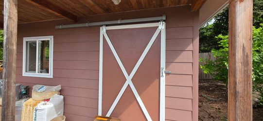 Barn door and rail.