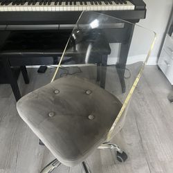 Gray Velvet Acrylic Back Chair 