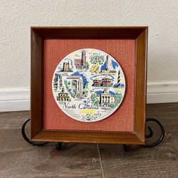 North Carolina Decorative Souvenir Plate in Framed Display