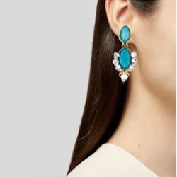 Alexis Bittar Turquoise Olmeca Clip On Doublet Earrings
