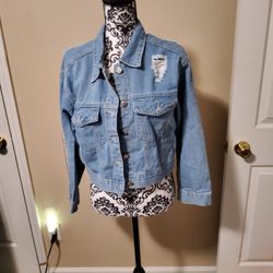 Distressed Blue Jean Jacket Size Small