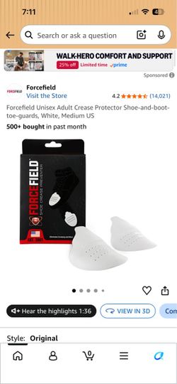 Shoe Crease Preventer Size Medium White