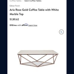 Marble Rose Gold Coffee Table