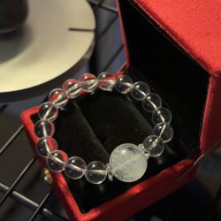 Clear White Quartz & Blue Rutilated Quartz Bracelet