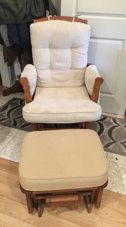 Beige Gliding Chair with Ottoman