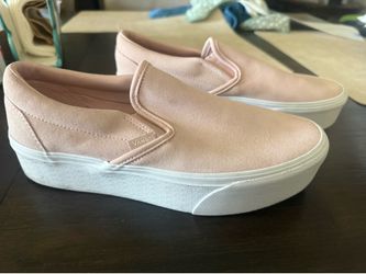Pink suede platform slip on vans