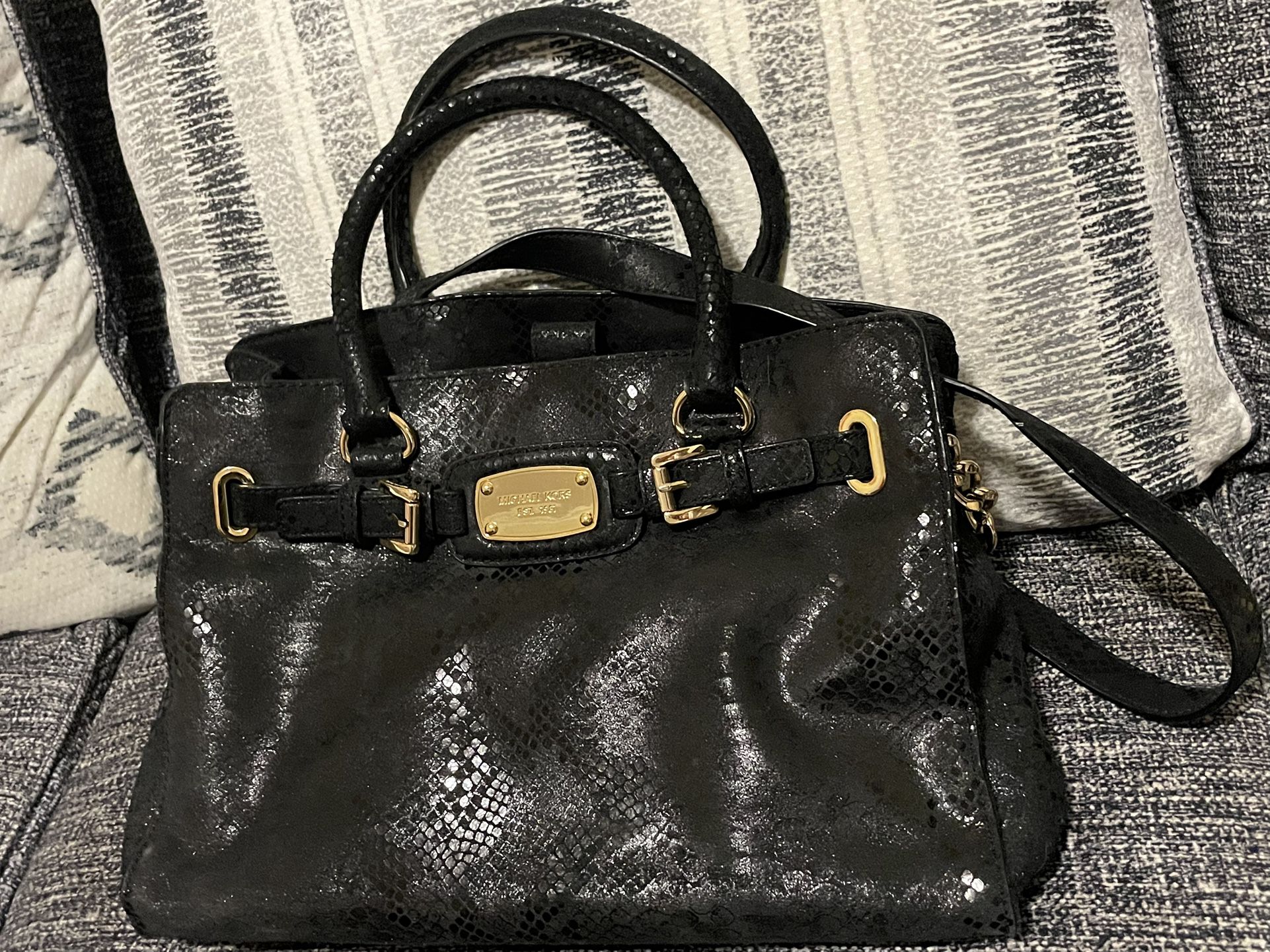 Michael Kors Black Snakeskin Leather Handbag