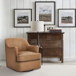 Leather Swivel Barrel Chair For Living Room,Bedroom