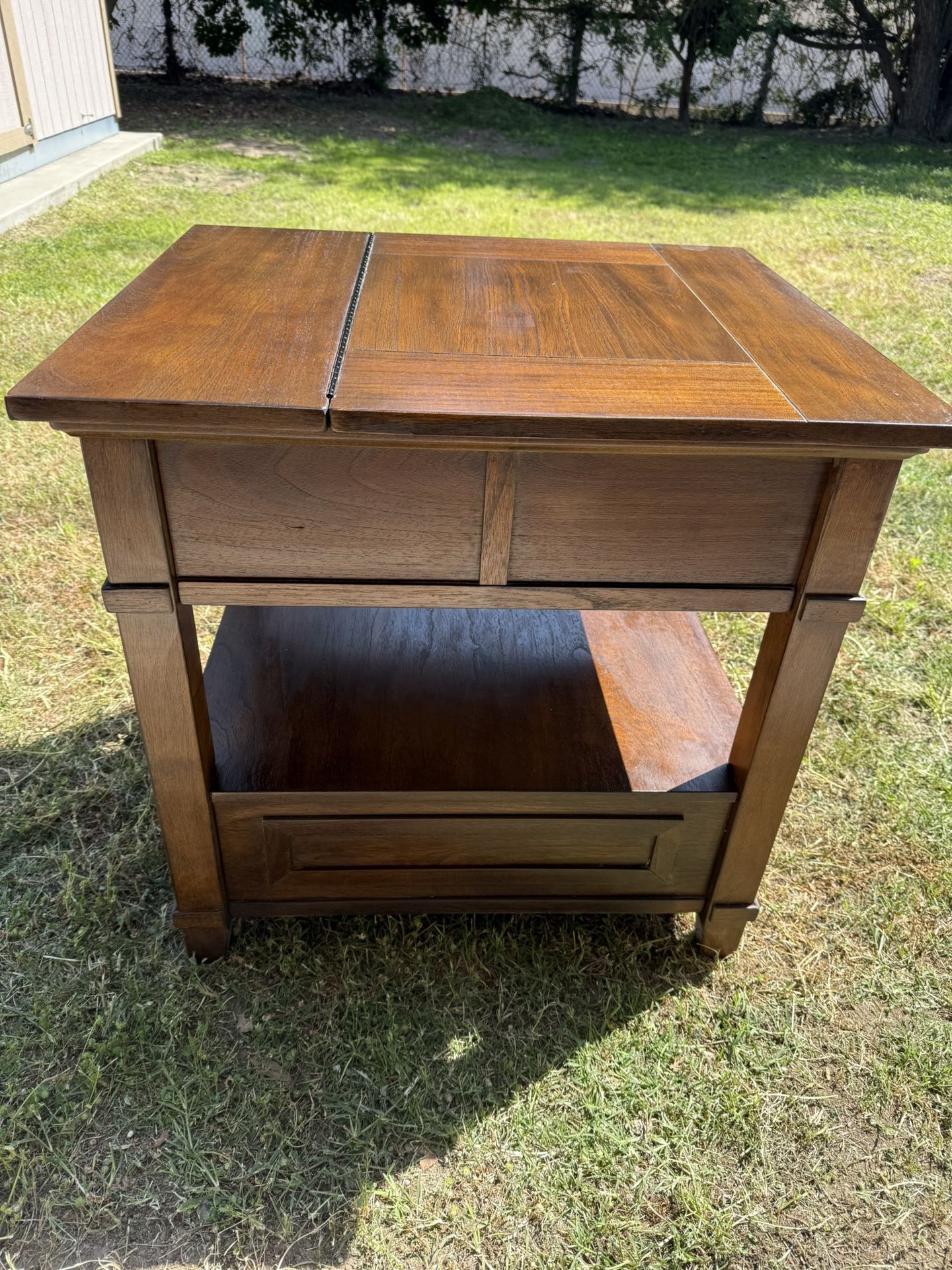 End table With Powered storage