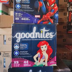 Goodnites XS $20 Each Box.