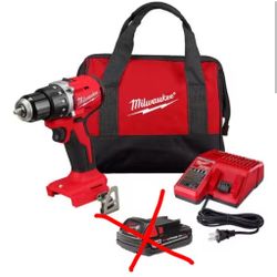 Milwaukee M18 18V Lithium-Ion Brushless Cordless 1/2 in. Compact Drill/Driver with Charger and Tool Bag